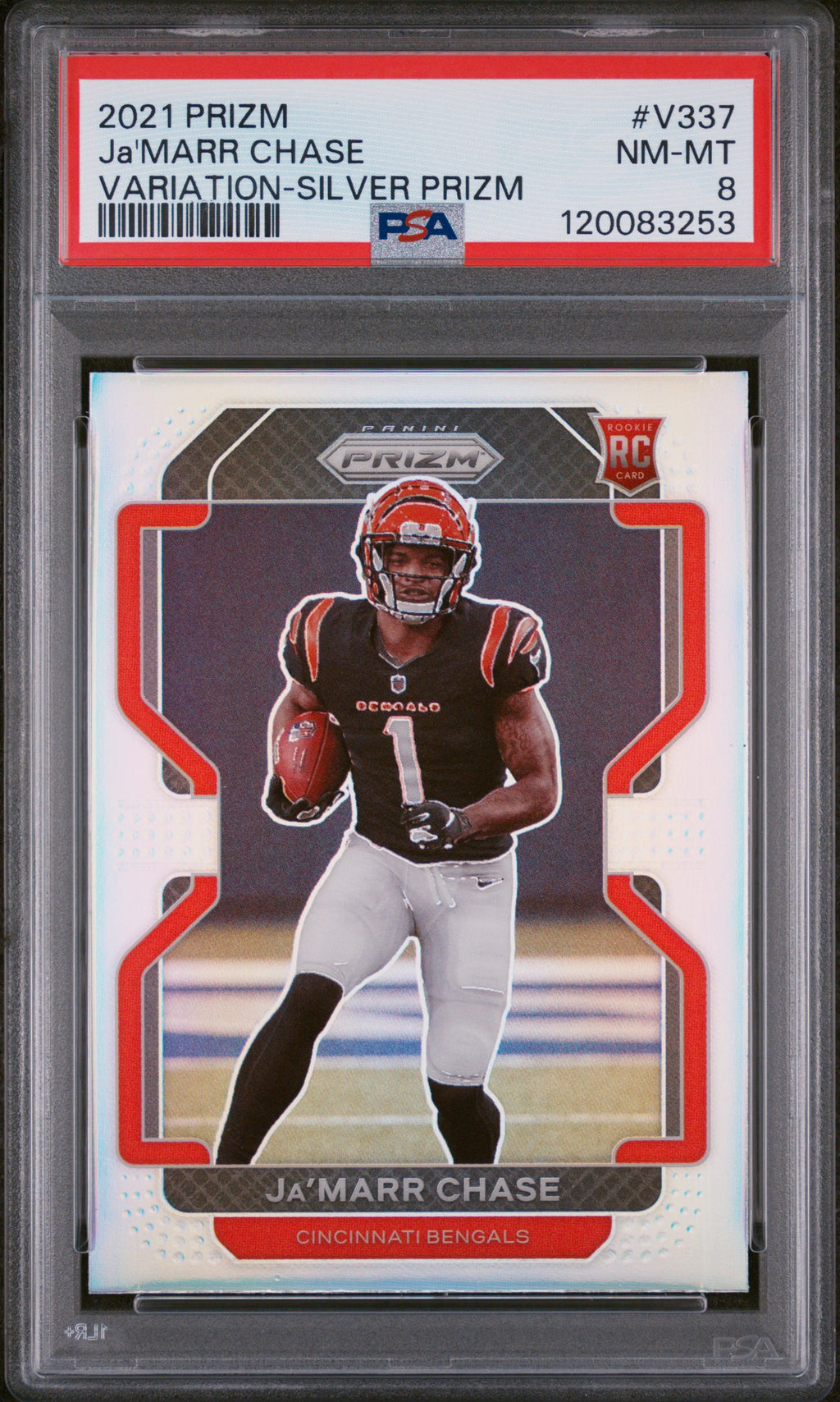 2021 Panini Prizm #V337 Ja'Marr Chase Variation-Silver Prizm PSA 8