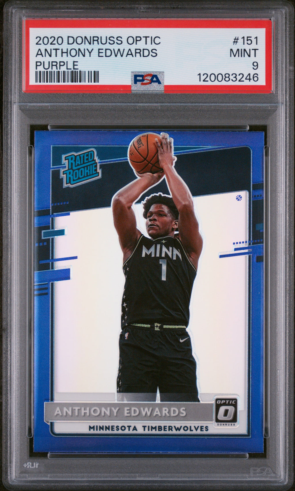 2020 Panini Donruss Optic #151 Anthony Edwards Purple PSA 9