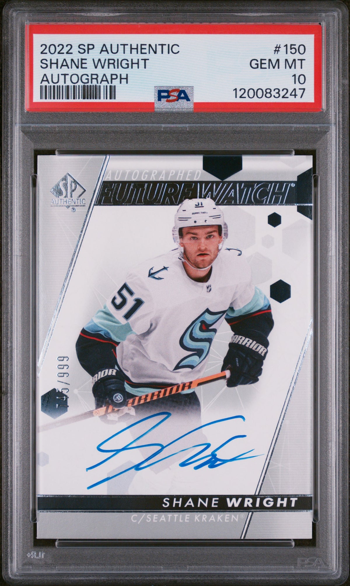 2022 Sp Authentic #150 Shane Wright Autograph PSA 10