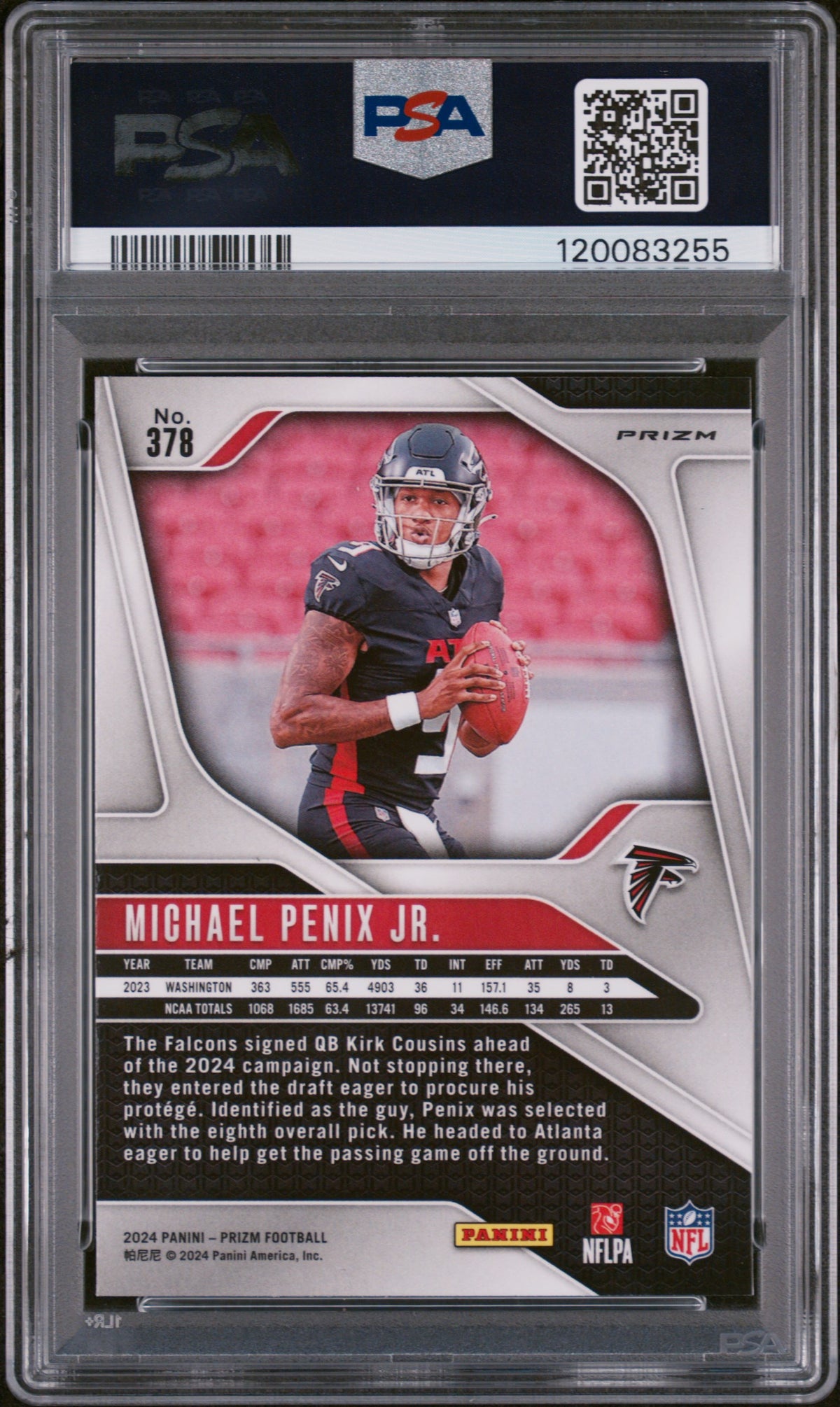 2024 Panini Prizm #378 Michael Penix Jr. Red/White/Blue Prizm PSA 9
