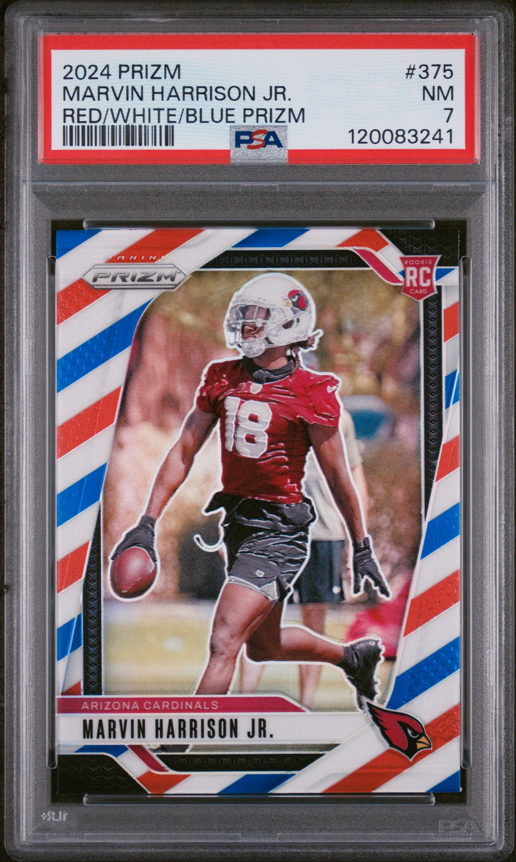2024 Panini Prizm #375 Marvin Harrison Jr. Red/White/Blue Prizm PSA 7