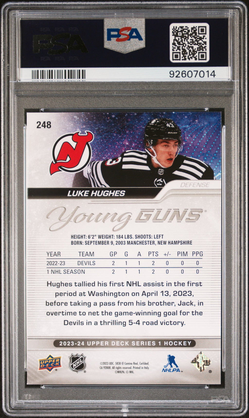 2023 Upper Deck #248 Luke Hughes PSA 9