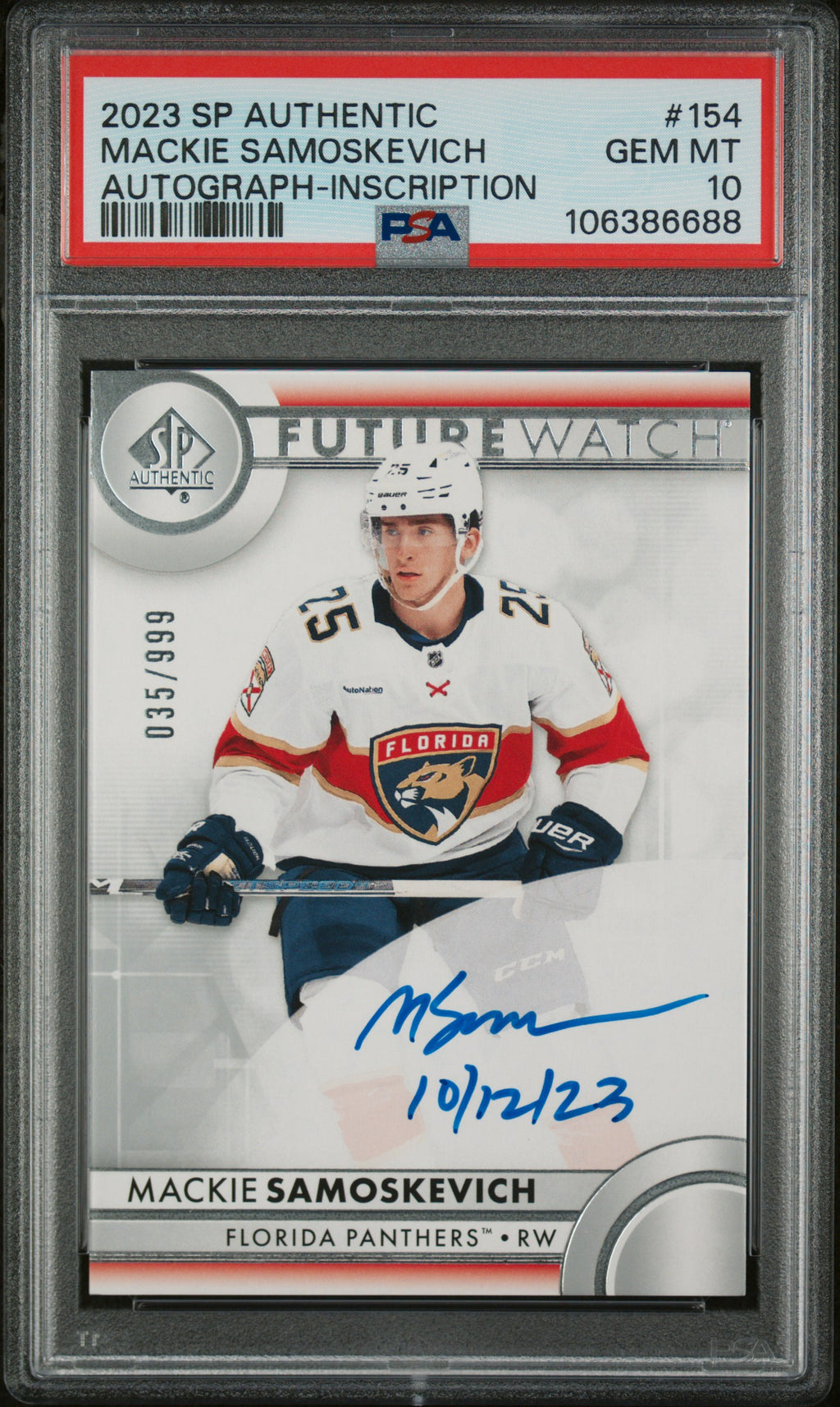 2023 Sp Authentic #154 Mackie Samoskevich Autograph-Inscription PSA 10