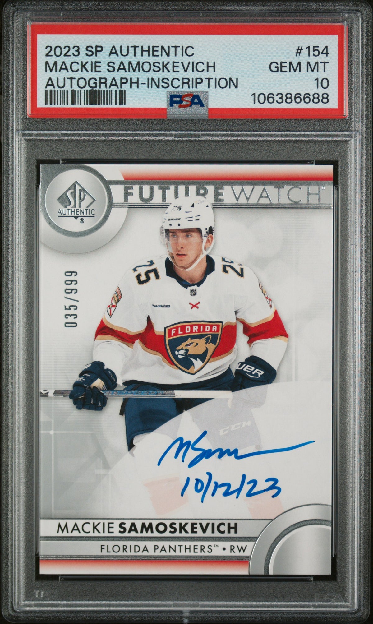 2023 Sp Authentic #154 Mackie Samoskevich Autograph-Inscription PSA 10