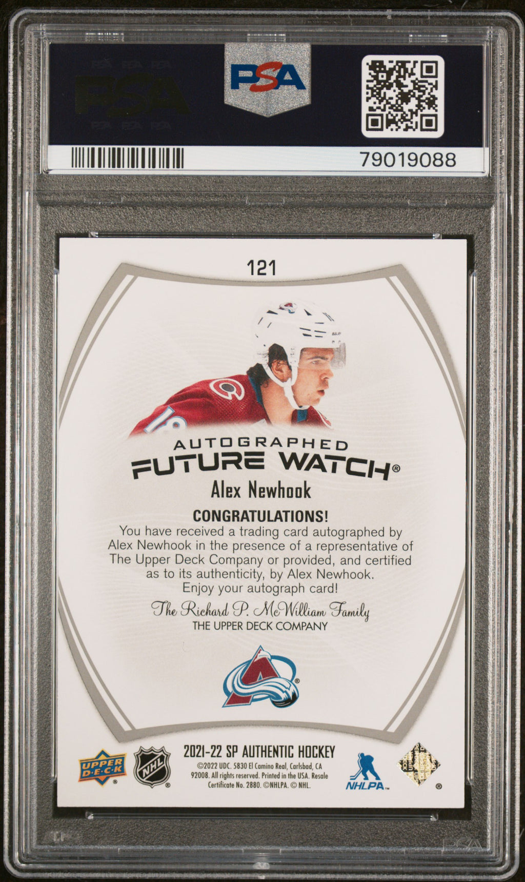 2021 Sp Authentic #121 Alex Newhook Autograph PSA 9