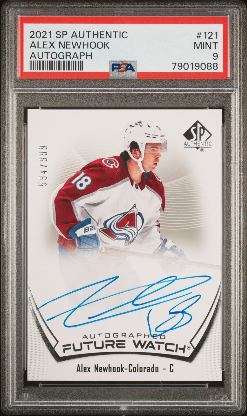 2021 Sp Authentic #121 Alex Newhook Autograph PSA 9