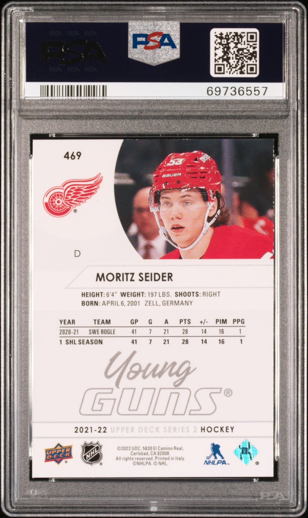 2021-2022 Upper Deck #469 Moritz Seider PSA 10