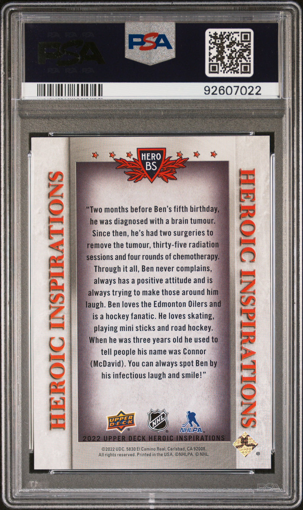 2022 Upper Deck Heroic Inspirations #HEROBS Ben Stelter PSA 10