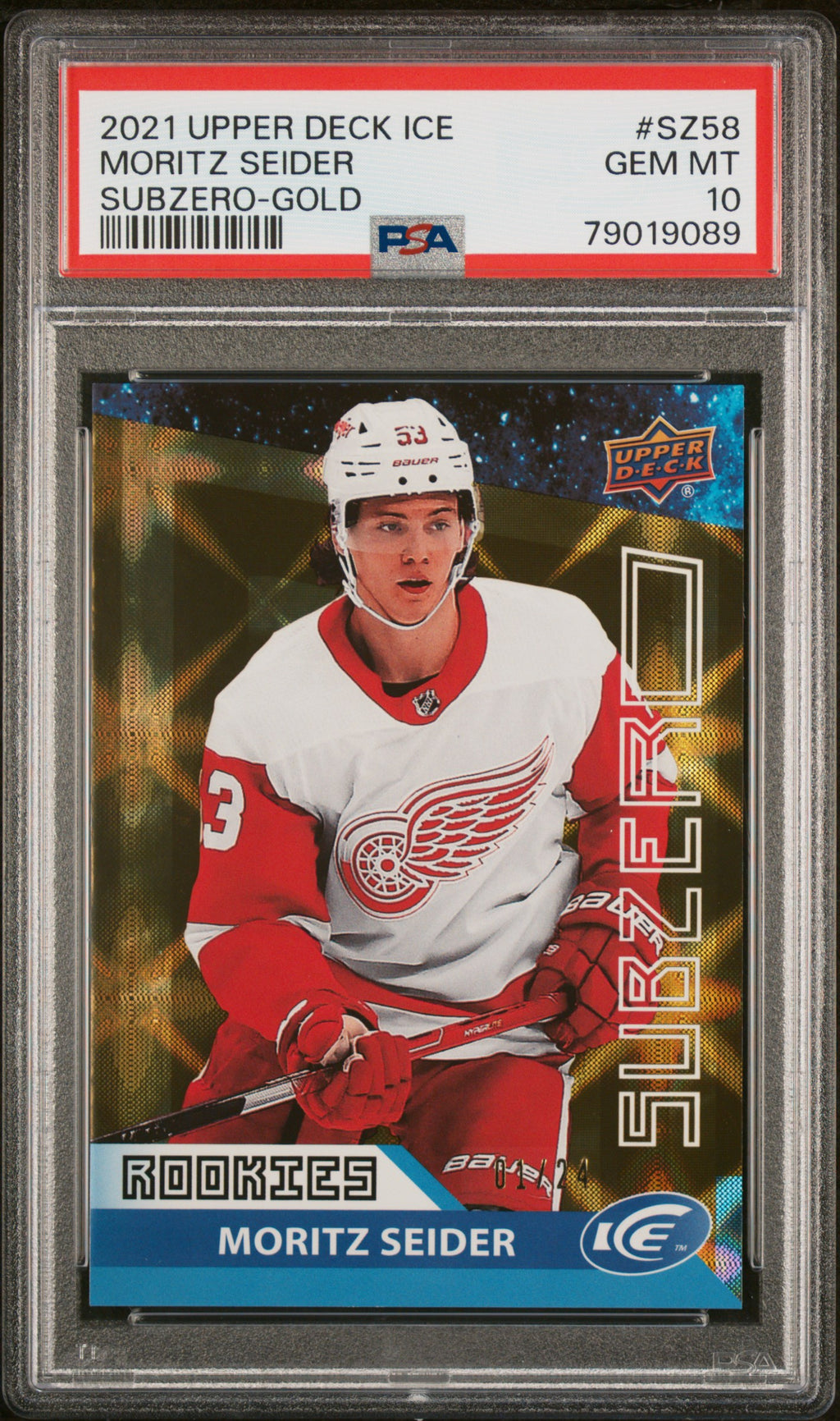2021 Upper Deck Ice Subzero #SZ58 Moritz Seider Subzero-Gold PSA 10