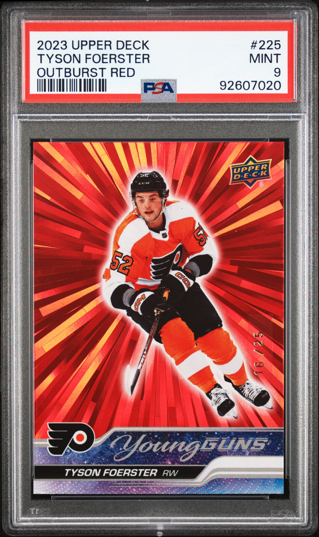 2023 Upper Deck #225 Tyson Foerster Outburst Red PSA 9