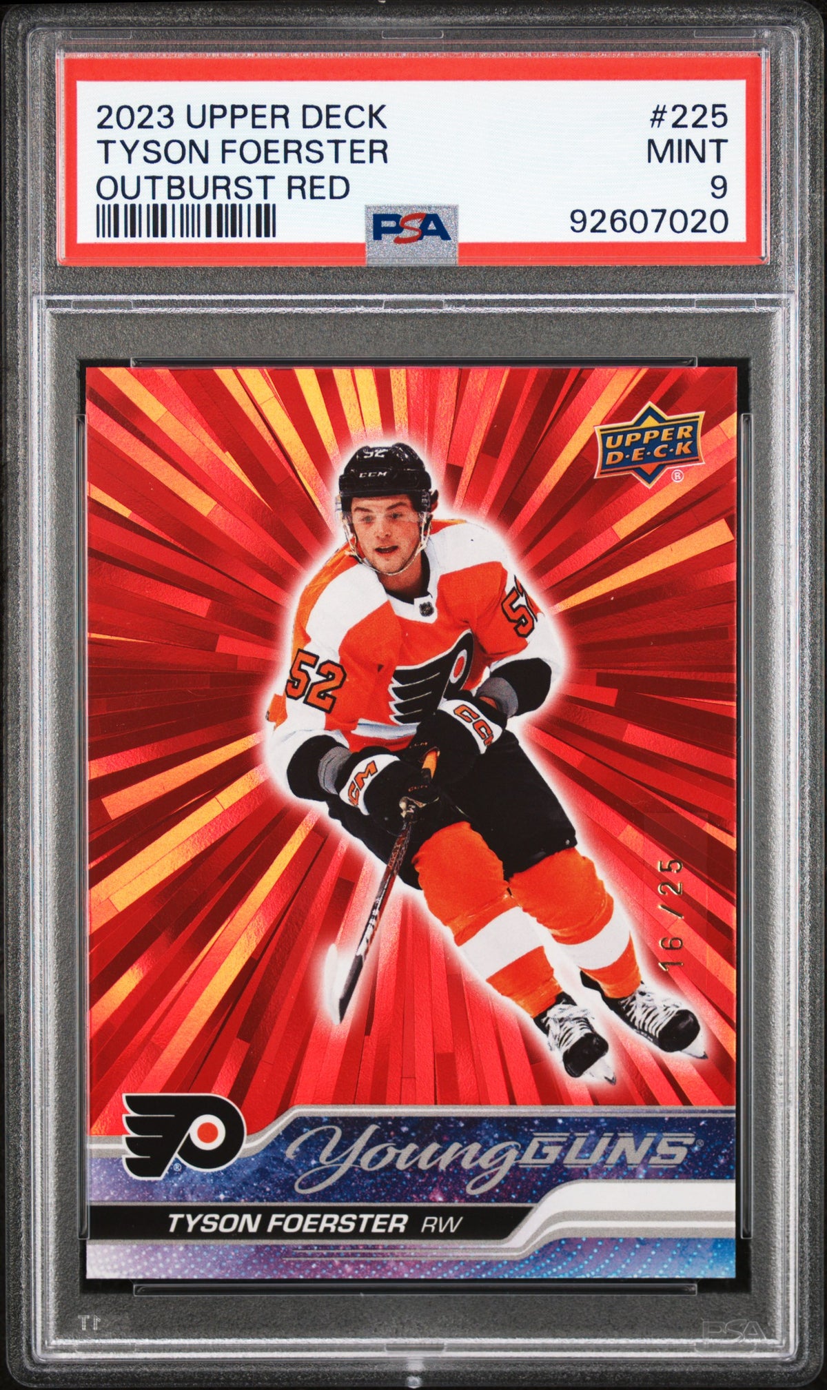 2023 Upper Deck #225 Tyson Foerster Outburst Red PSA 9
