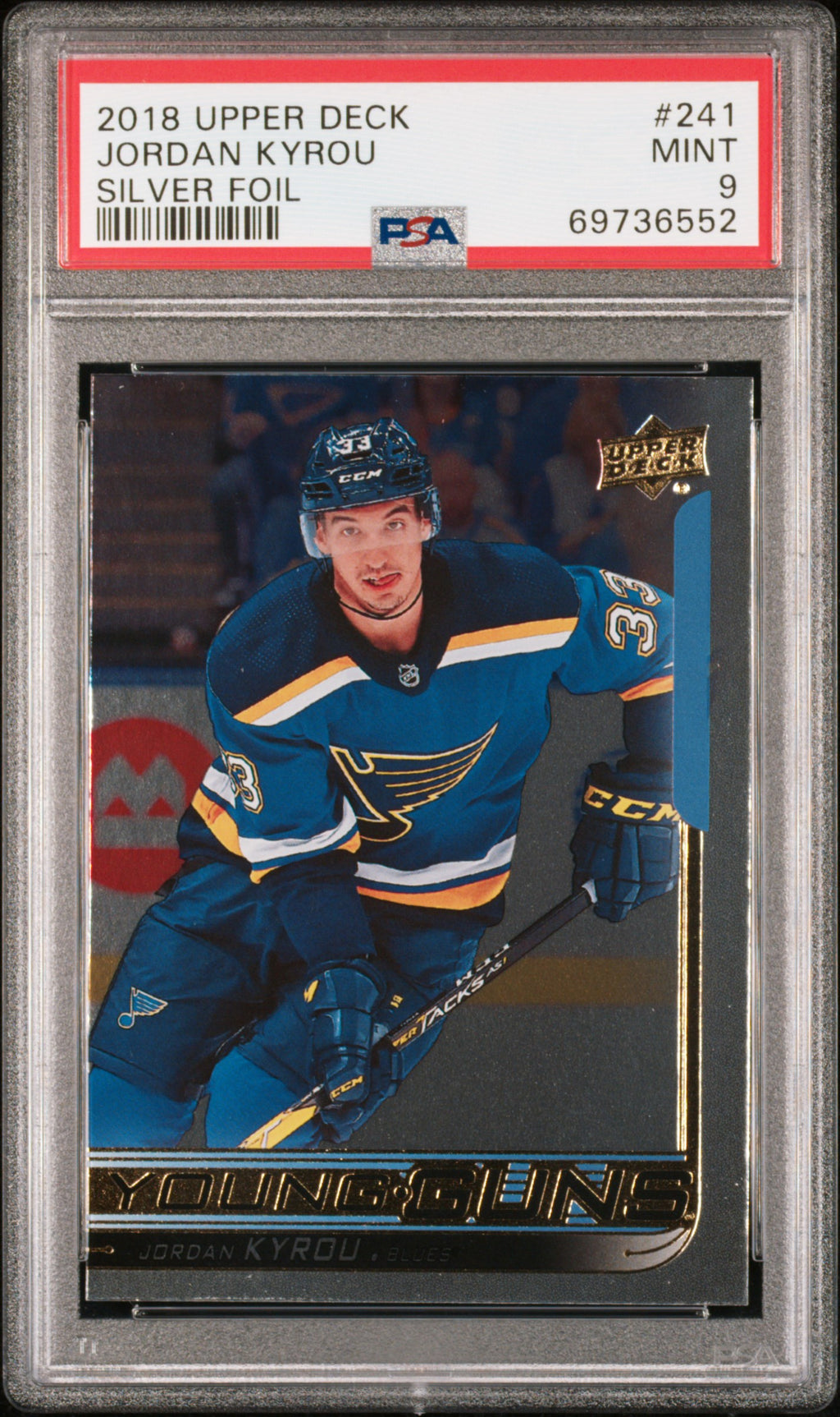 2018 Upper Deck #241 Jordan Kyrou Silver Foil PSA 9