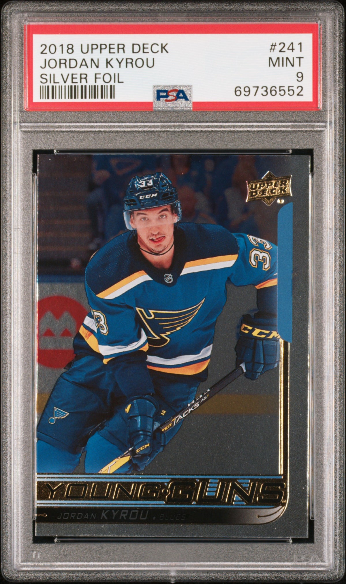 2018 Upper Deck #241 Jordan Kyrou Silver Foil PSA 9