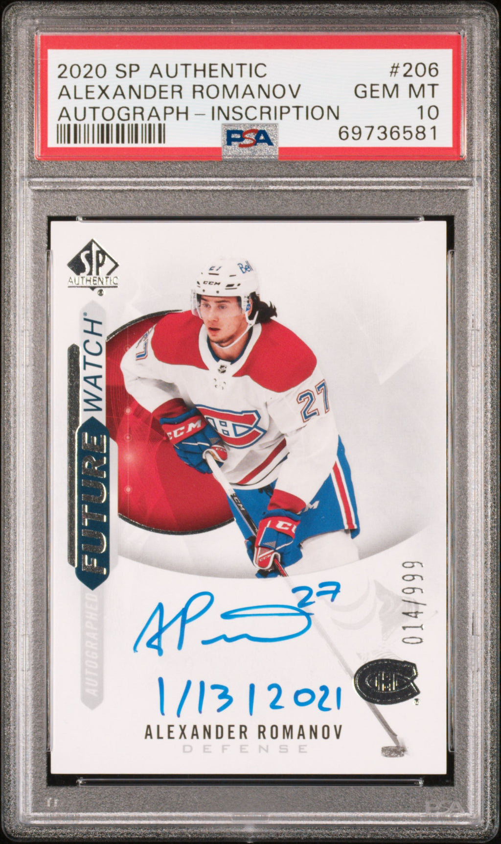 2020 Sp Authentic #206 Alexander Romanov Autograph-Inscription PSA 10