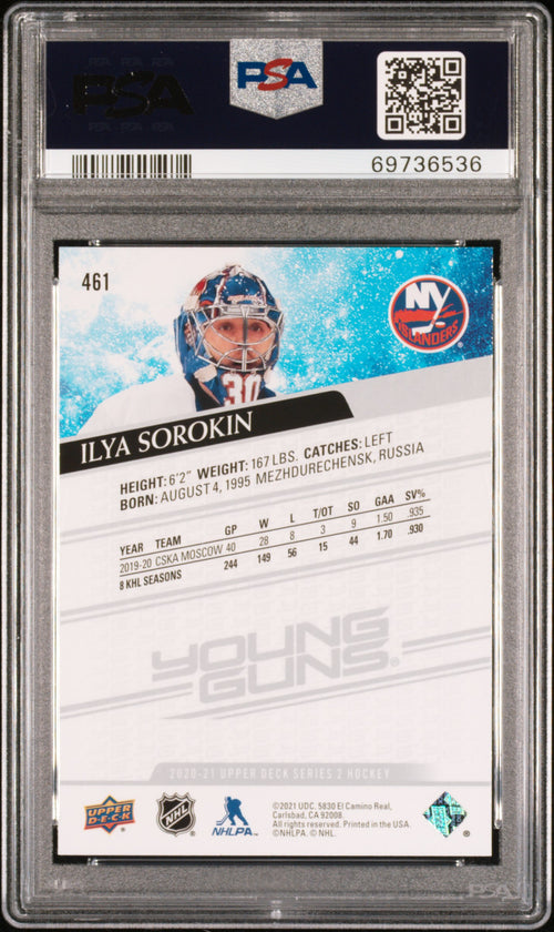2020 Upper Deck #461 Ilya Sorokin PSA 10