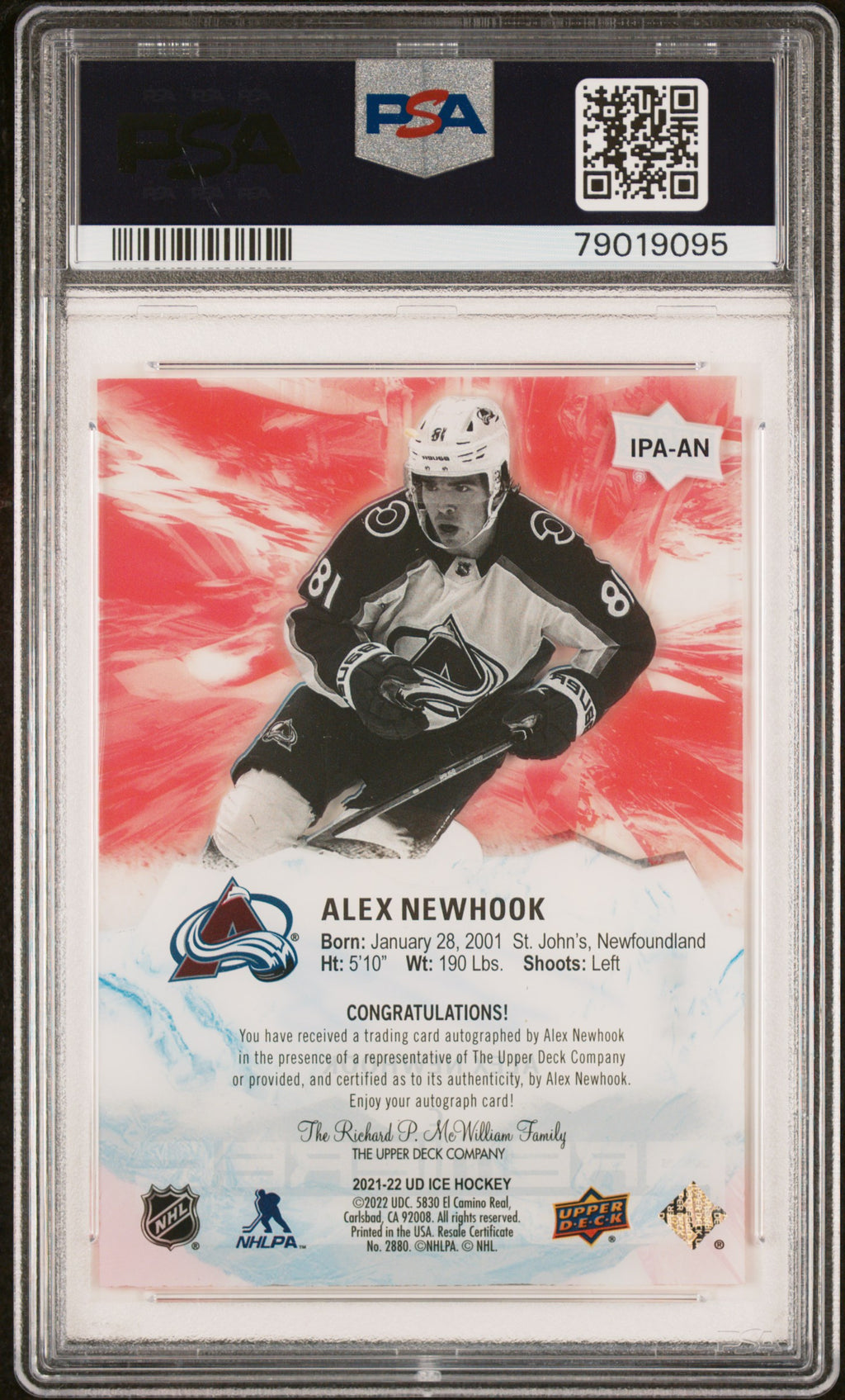 2021 Upper Deck Ice Premieres #IPAAN Alex Newhook Ice Premieres-Auto PSA 9