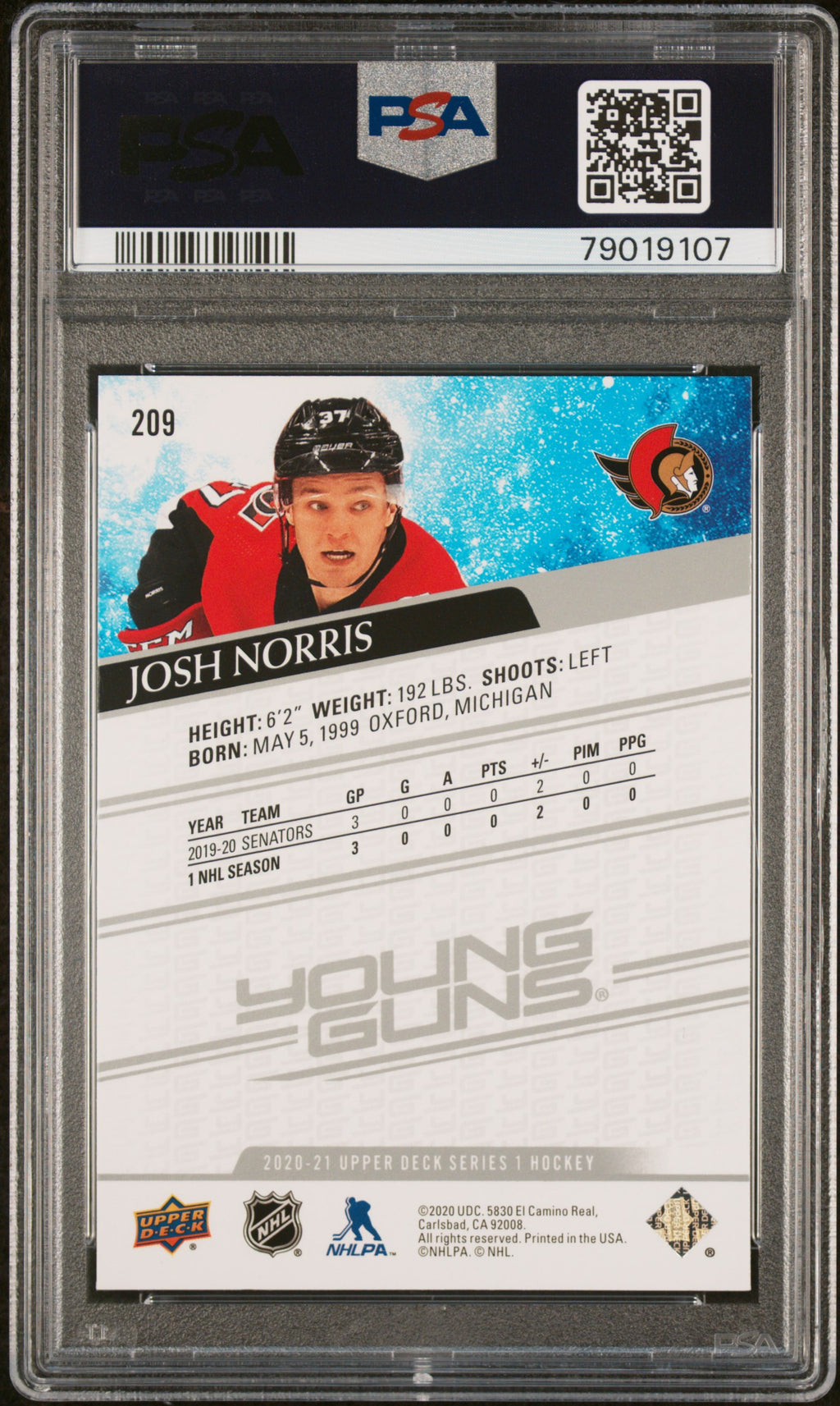 2020 Upper Deck #209 Josh Norris PSA 9