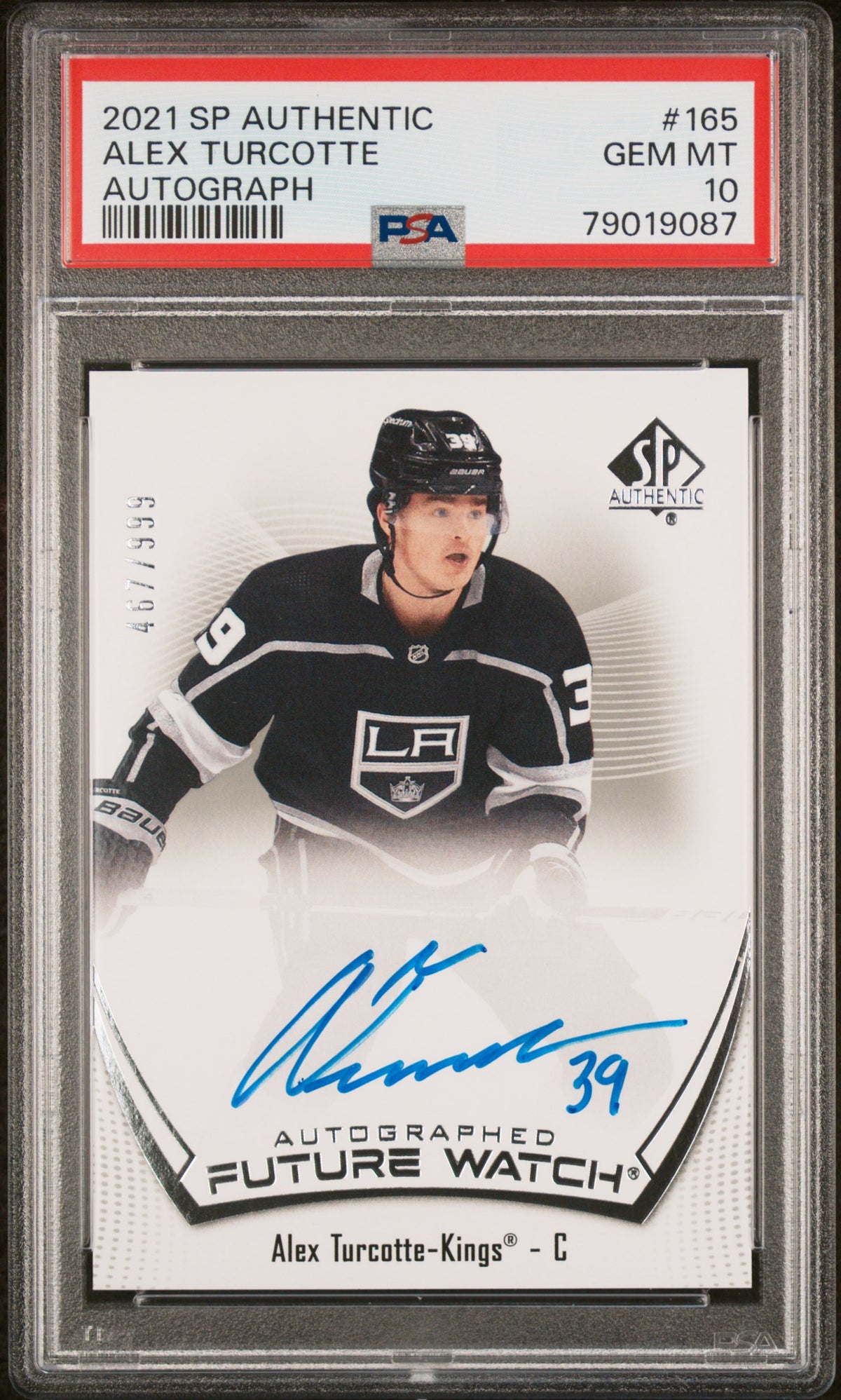 2021 Sp Authentic #165 Alex Turcotte Autograph PSA 10