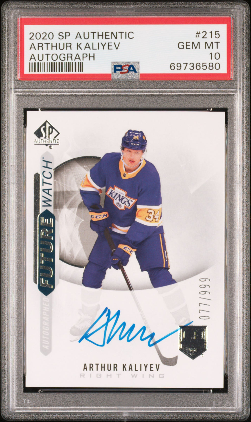 2020 Sp Authentic #215 Arthur Kaliyev Autograph PSA 10