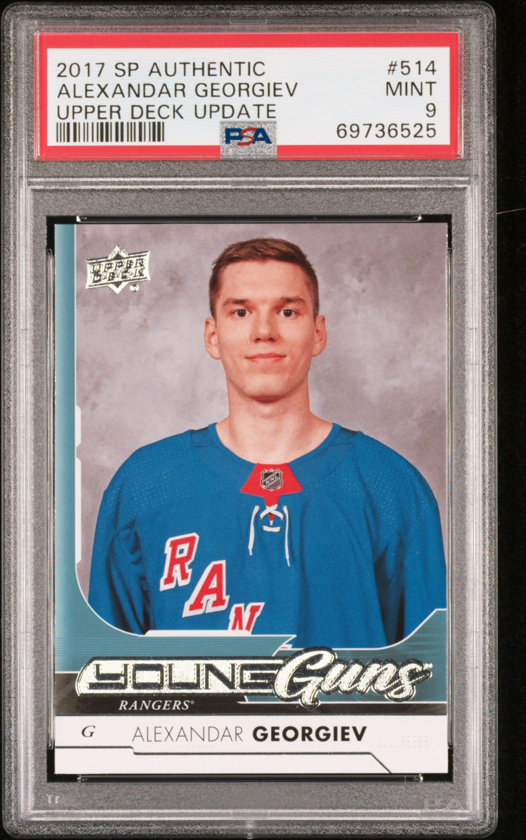 2017 SPA Upper Deck Update #514 Alexandar Georgiev Upper Deck Young Guns PSA 9