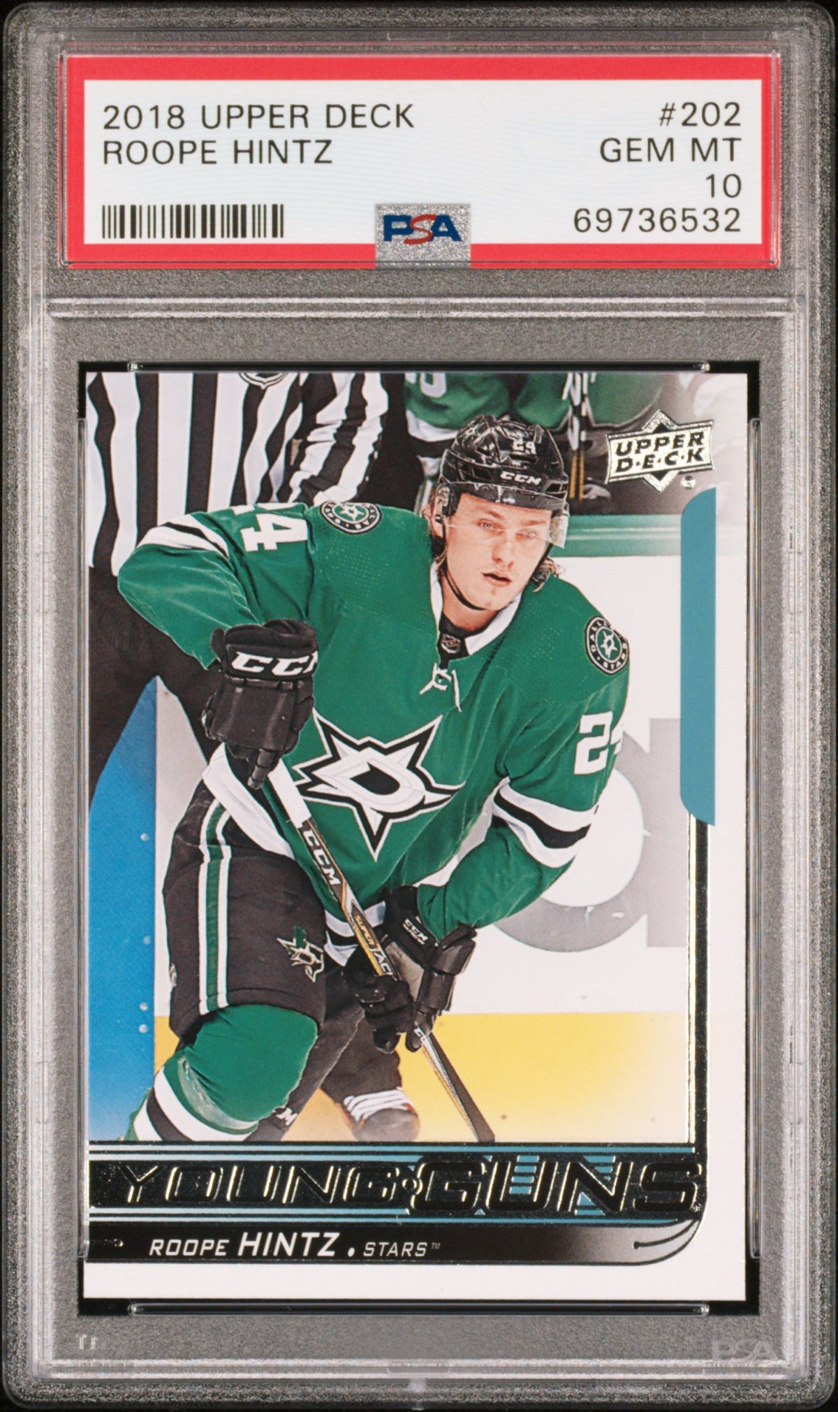 2018 Upper Deck #202 Roope Hintz PSA 10