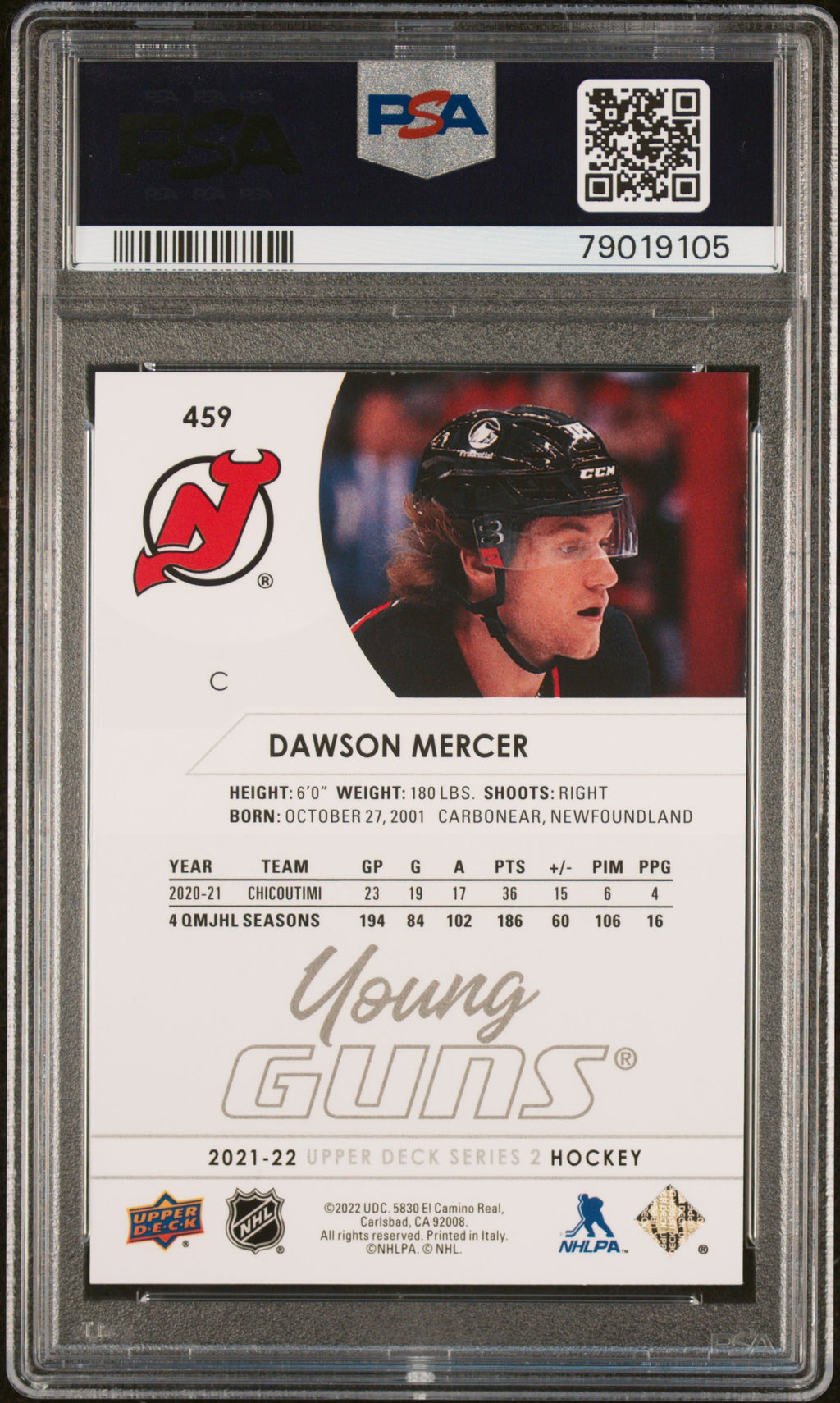 2021-2022 Upper Deck #459 Dawson Mercer PSA 10