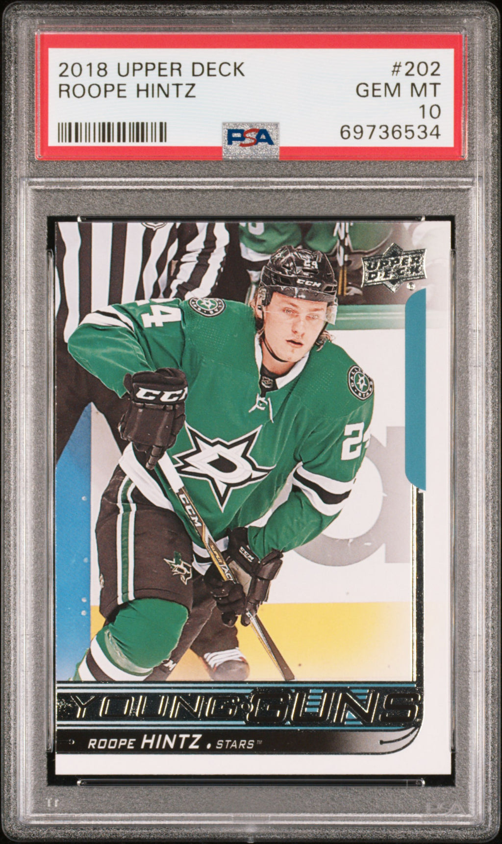 2018 Upper Deck #202 Roope Hintz PSA 10