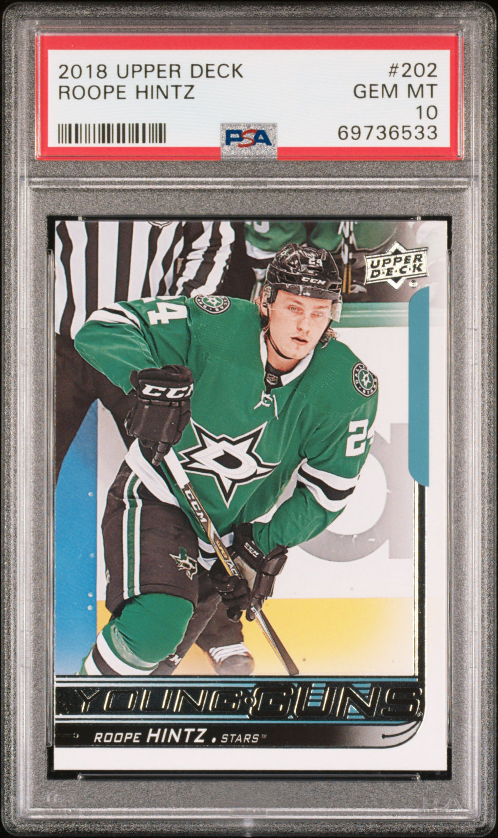 2018 Upper Deck #202 Roope Hintz PSA 10