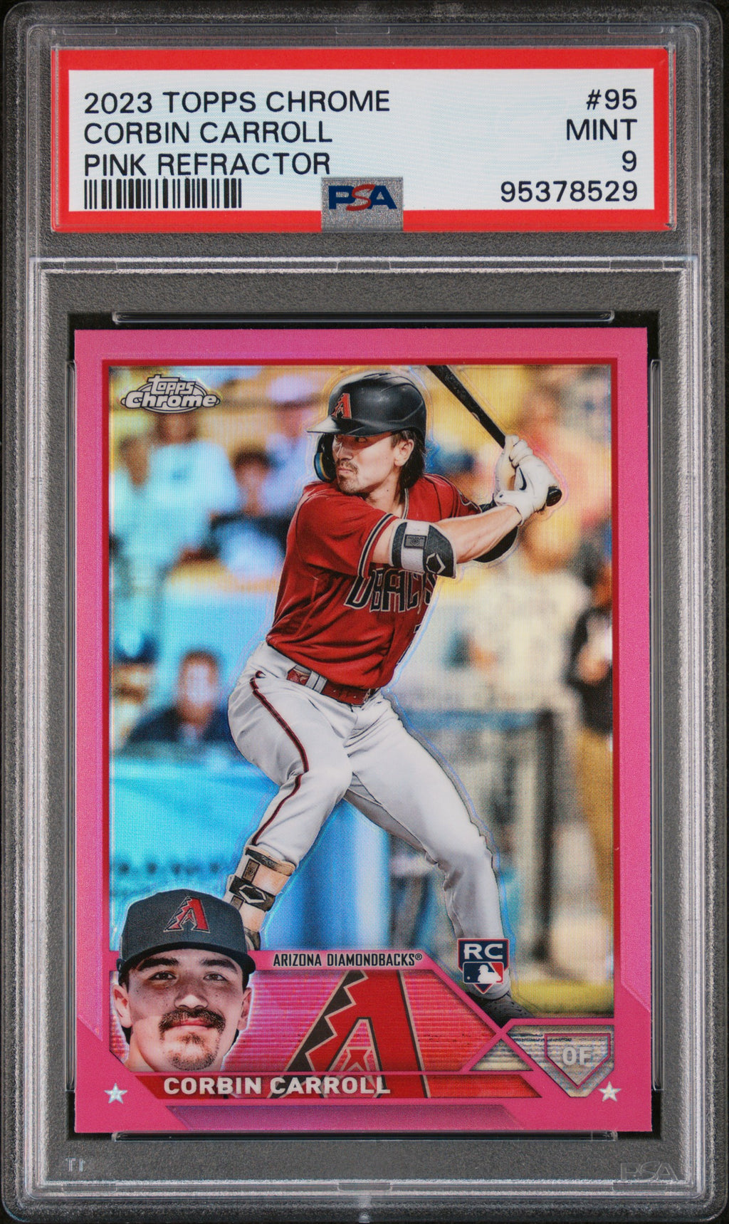 2023 Topps Chrome #95 Corbin Carroll Pink Refractor PSA 9
