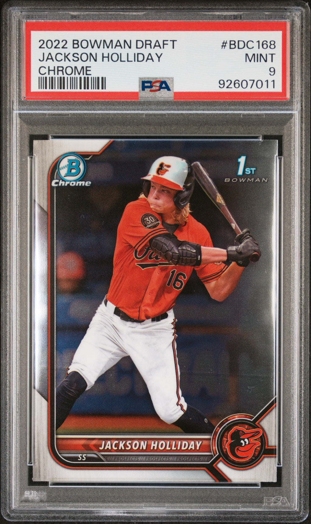 2022 Bowman Draft #BDC168 Jackson Holliday Chrome PSA 9
