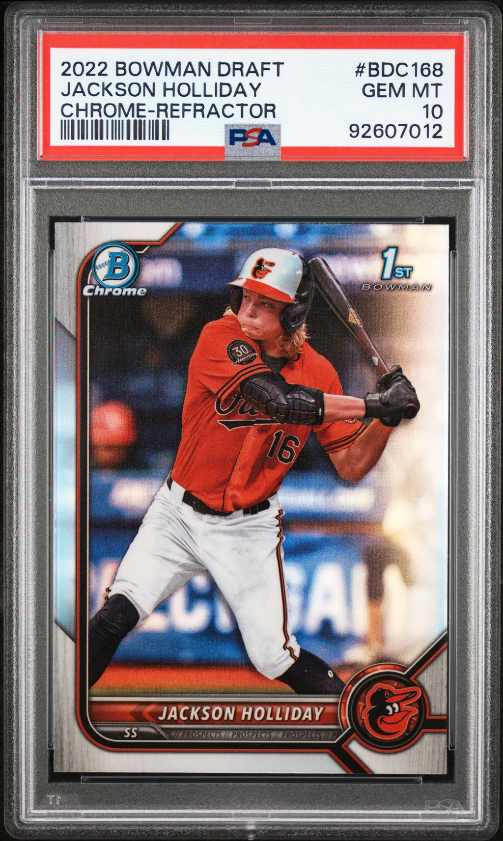 2022 Bowman Draft #BDC168 Jackson Holliday Chrome-Refractor PSA 10