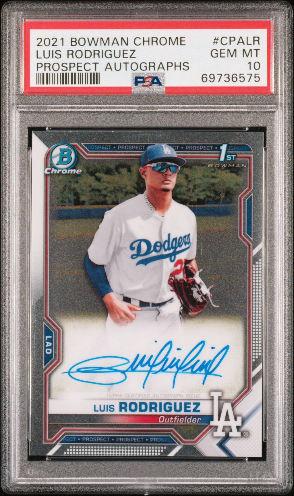 2021 Bowman Chrome Prospect Autographs #CPALR Luis Rodriguez PSA 10