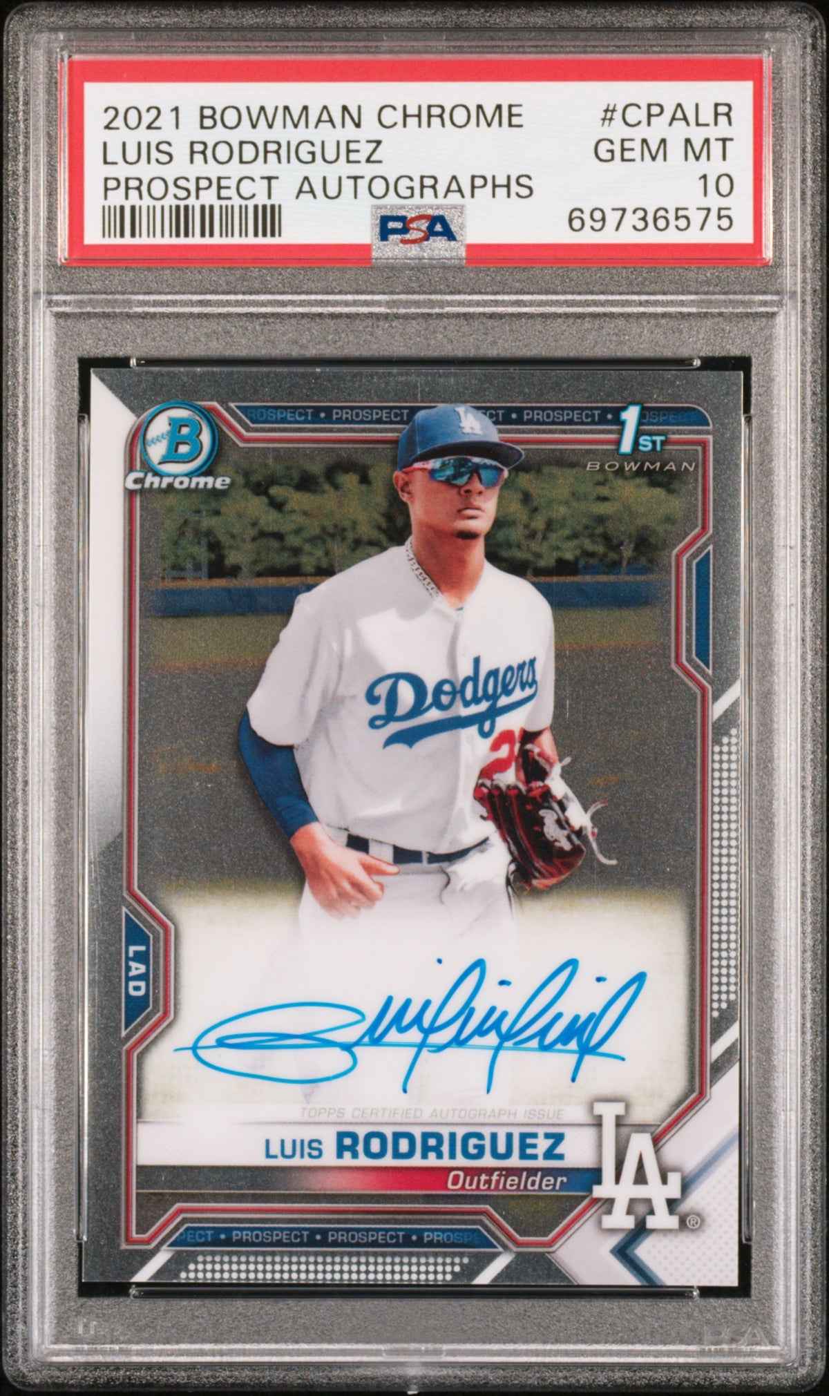 2021 Bowman Chrome Prospect Autographs #CPALR Luis Rodriguez PSA 10