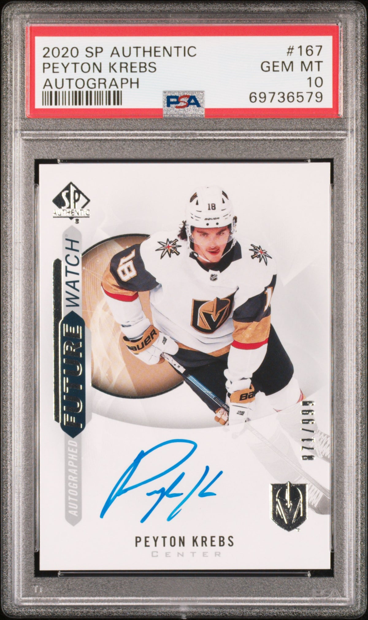 2020 Sp Authentic #167 Peyton Krebs Autograph PSA 10