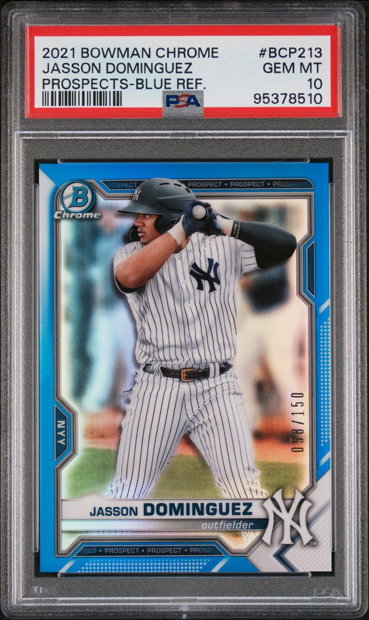 2021 Bowman Chrome Prospects #BCP213 Jasson Dominguez Prospects-Blue Ref. PSA 10