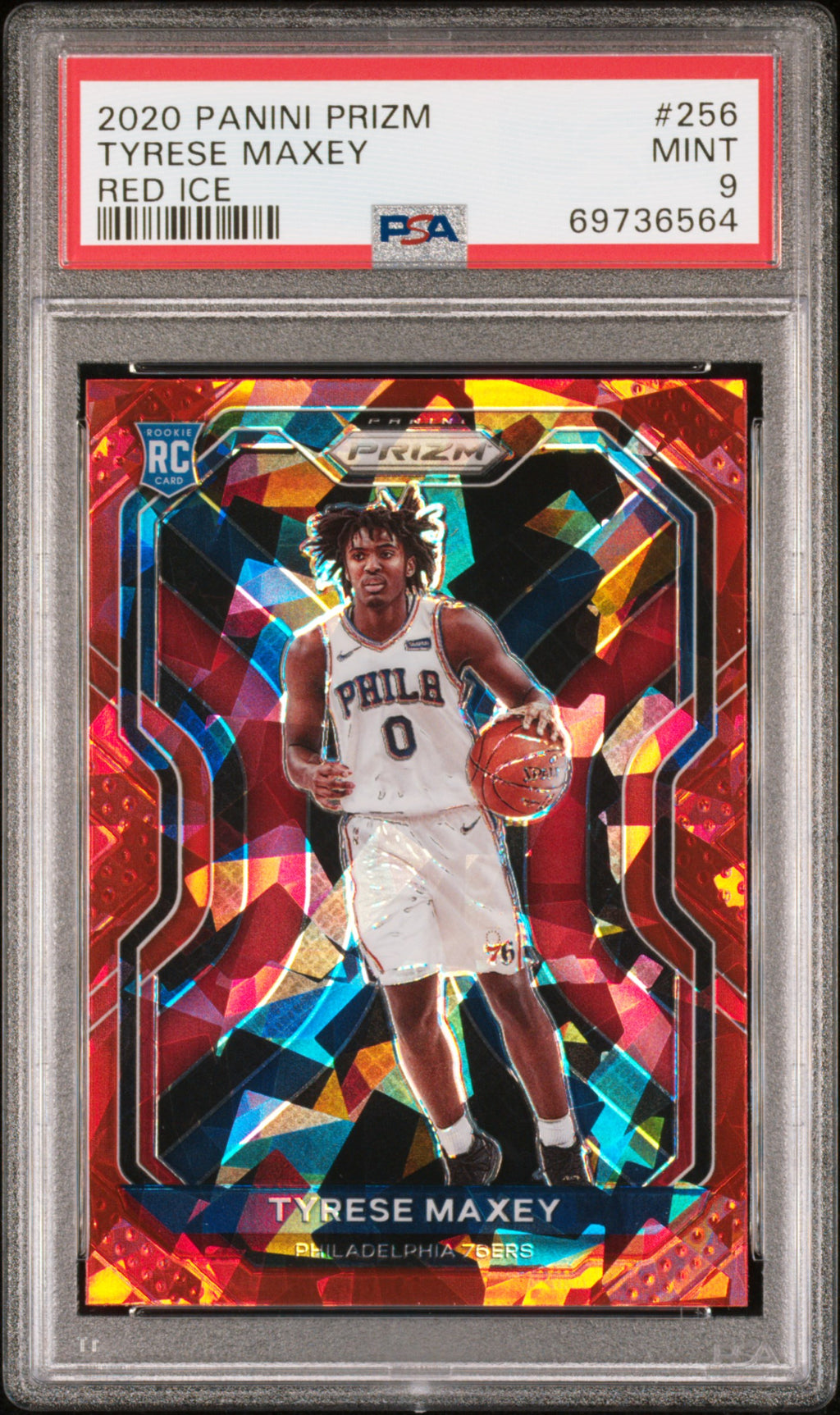 2020 Panini Prizm #256 Tyrese Maxey Red Ice PSA 9