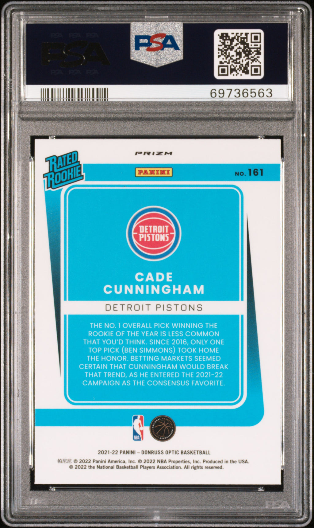 2021 Panini Donruss Optic #161 Cade Cunningham Purple PSA 10