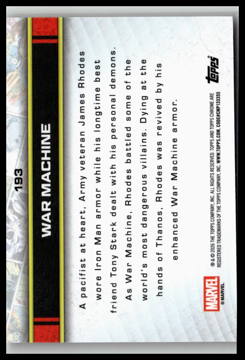 2026 Topps Chrome Marvel Comics #193 War Machine