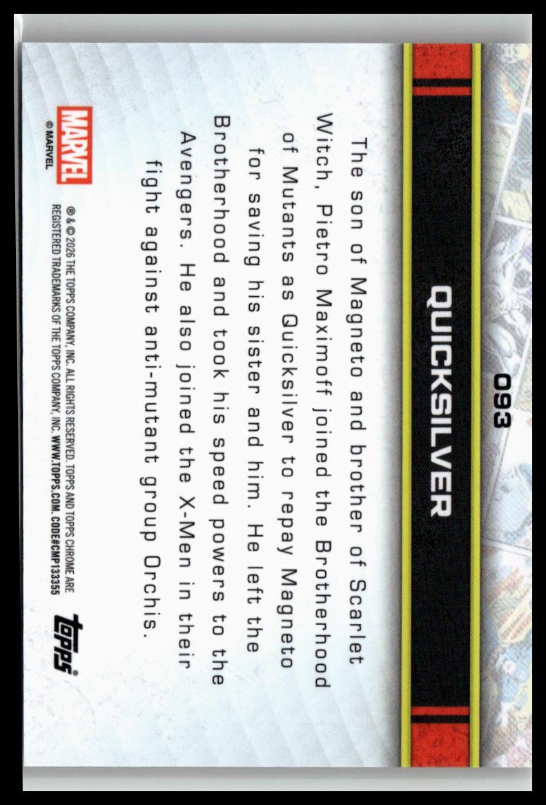 2026 Topps Chrome Marvel Comics #93 Quicksilver