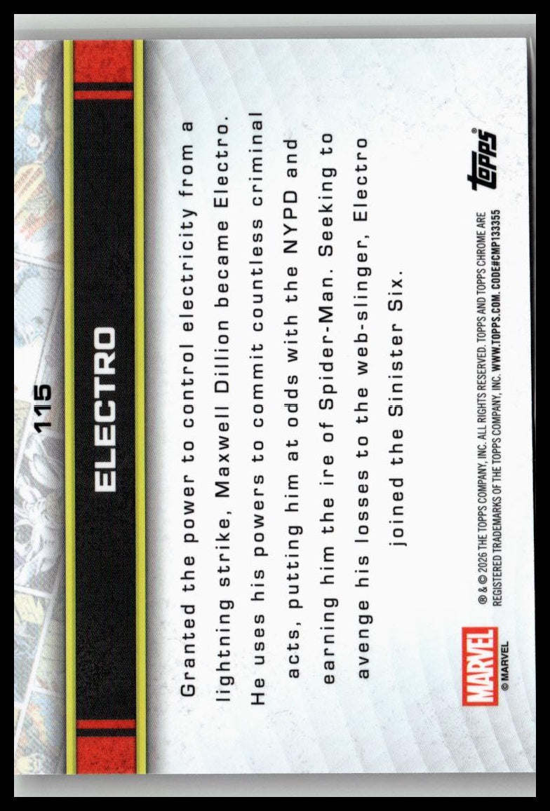 2026 Topps Chrome Marvel Comics #115 Electro