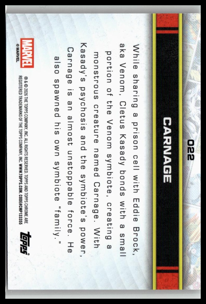 2026 Topps Chrome Marvel Comics #22 Carnage