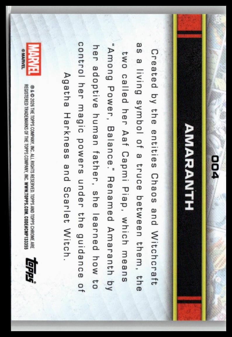 2026 Topps Chrome Marvel Comics #4 Amaranth