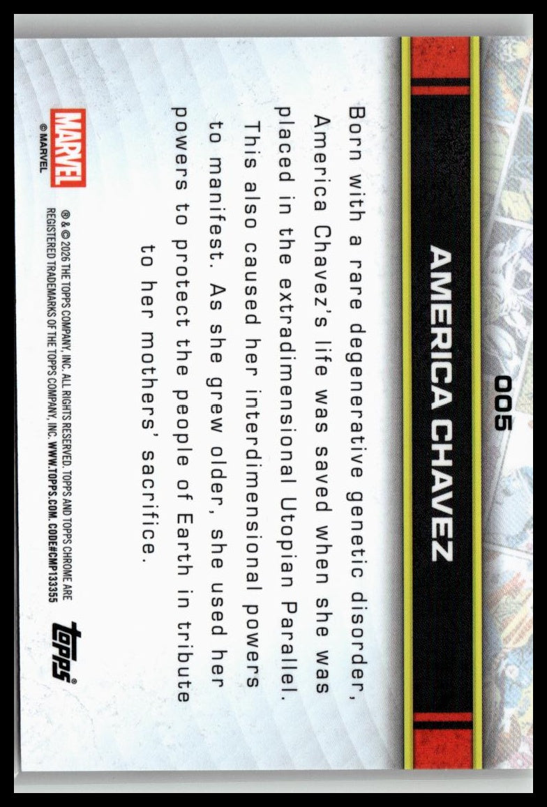 2026 Topps Chrome Marvel Comics #5 America Chavez