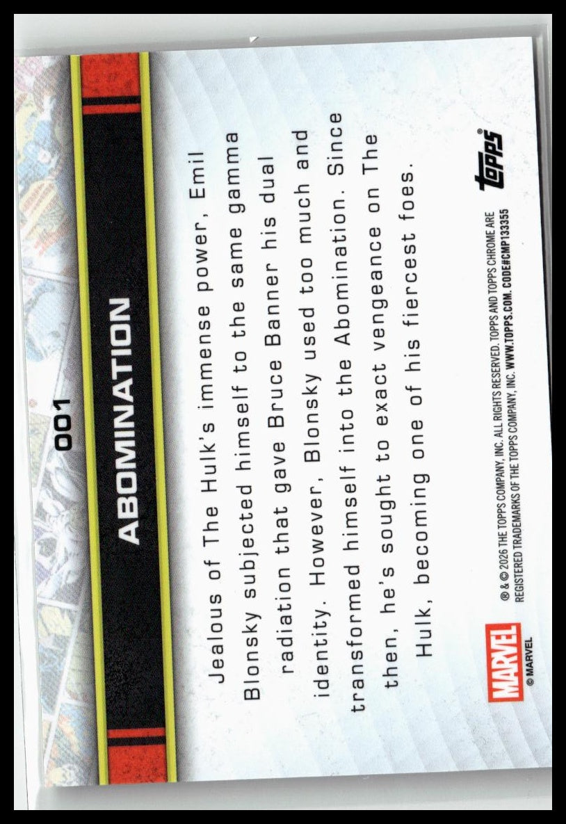 2026 Topps Chrome Marvel Comics #1 Abomination