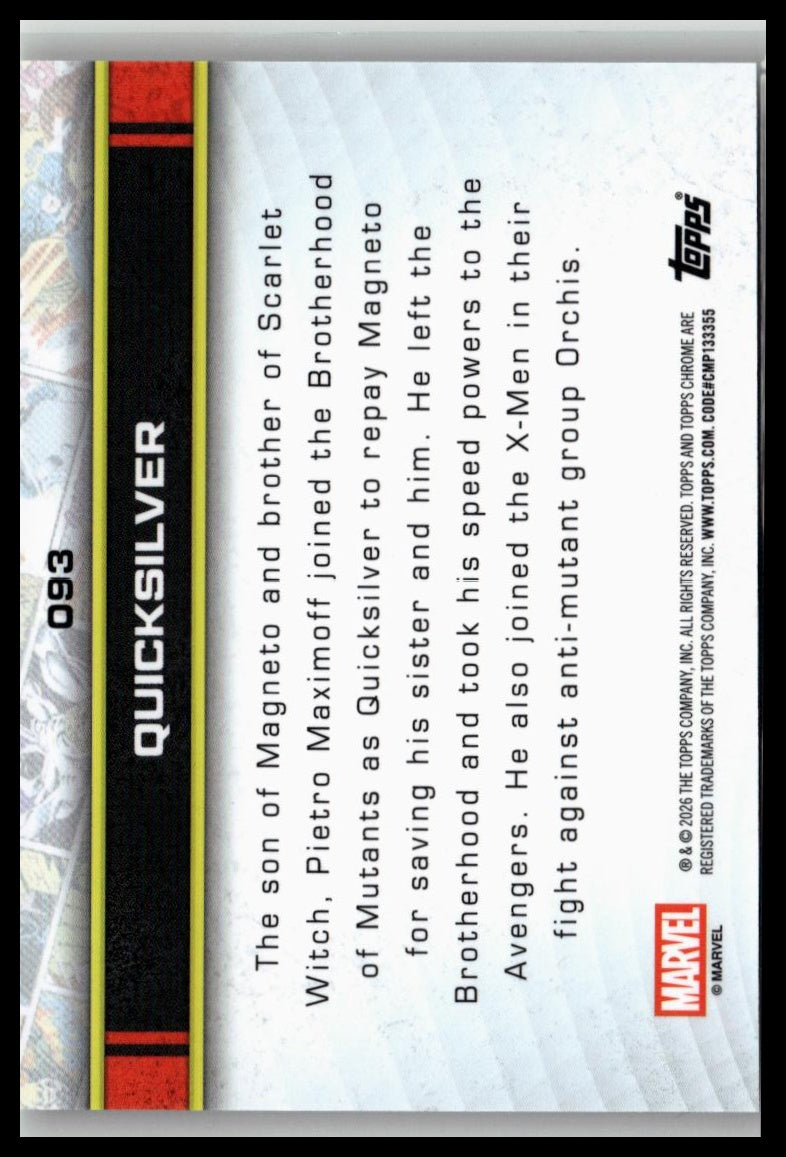 2026 Topps Chrome Marvel Comics #93 Quicksilver