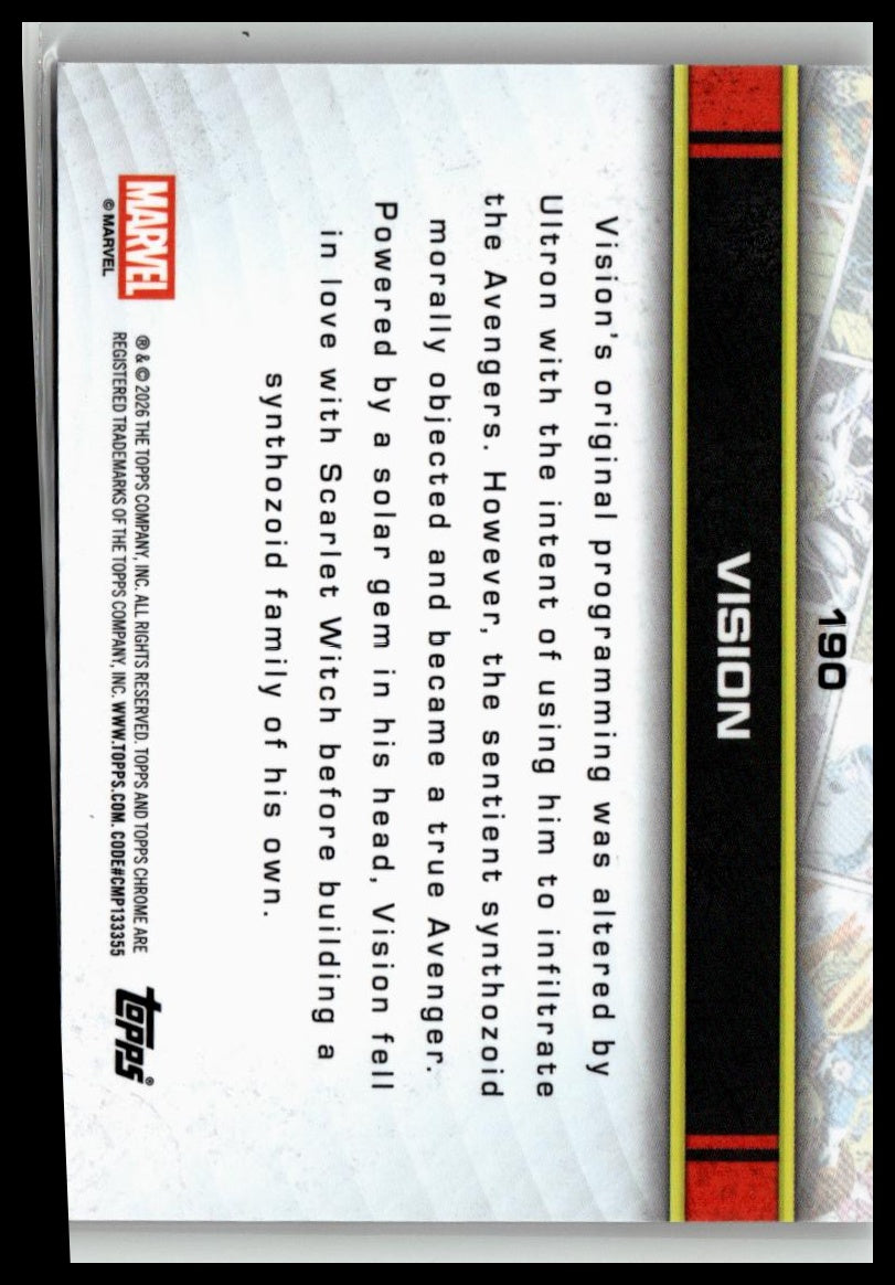 2026 Topps Chrome Marvel Comics #190 Vision