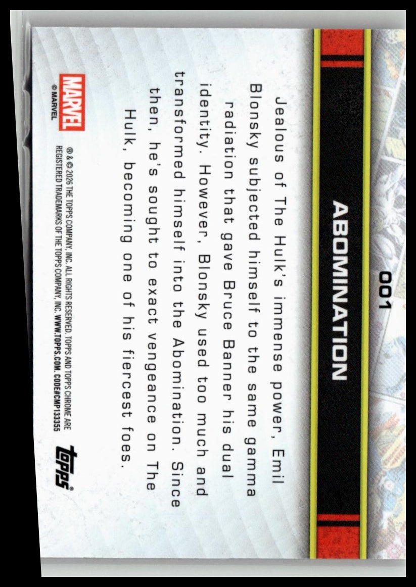 2026 Topps Chrome Marvel Comics #1 Abomination