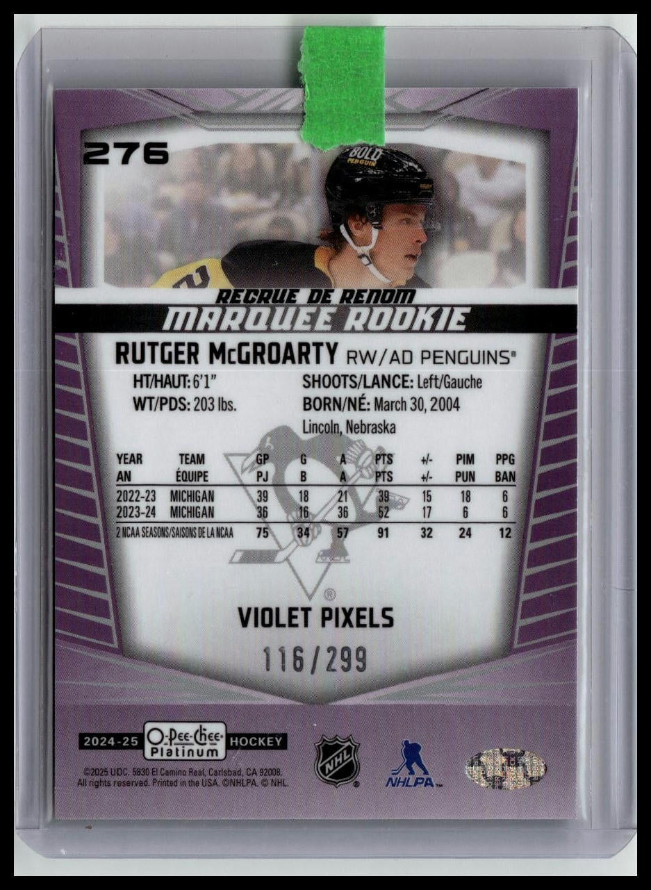 2024-25 O-Pee-Chee Platinum #276 Rutger McGroarty Pink Magma
