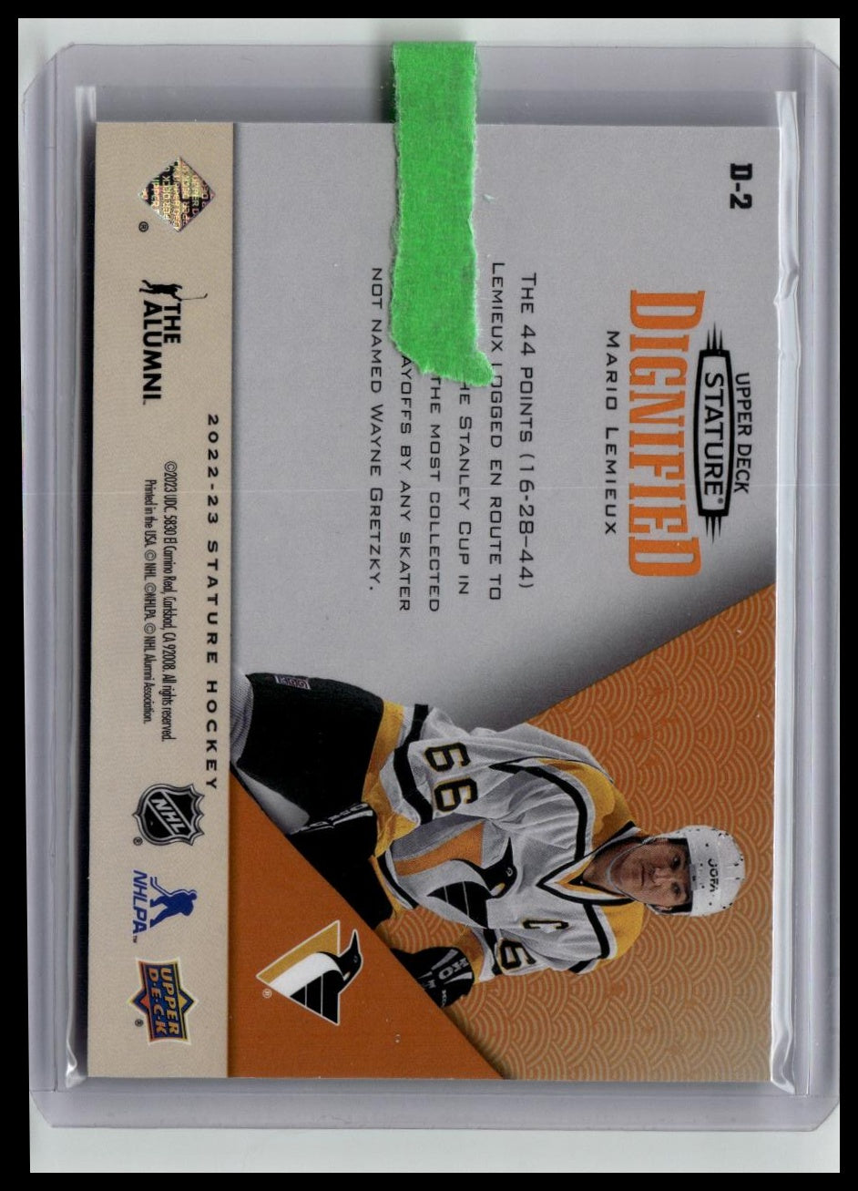 2022-23 Upper Deck Stature #D-2 Mario Lemieux Dignified Green #/150