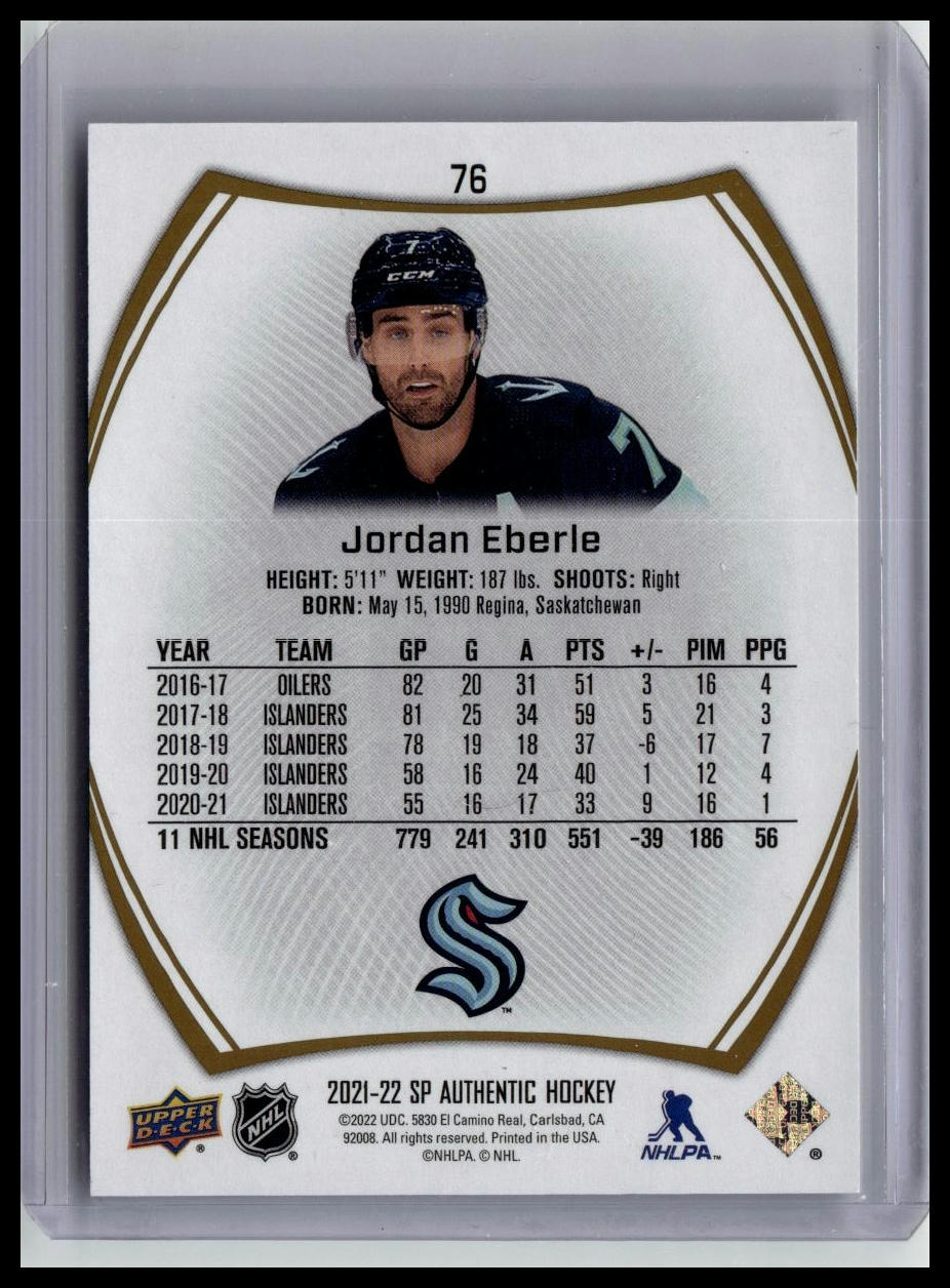 2021-22 SP Authentic #76 Jordan Eberle Limited Gold #/99